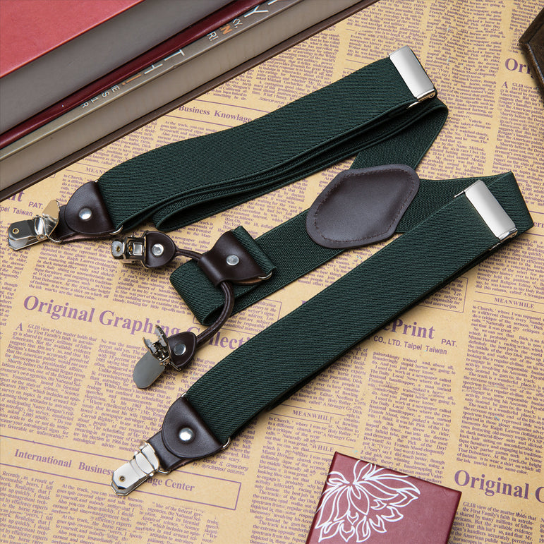 Buyless Fashion Suspenders for Men - 48" Elastic Adjustable Straps 1 1/4" - Y Shape