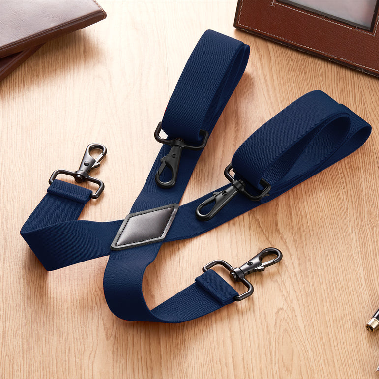 "Buyless Fashion Suspenders for Men - 48"" Adjustable Straps 1 1/4"" - X Back with Black Hooks"