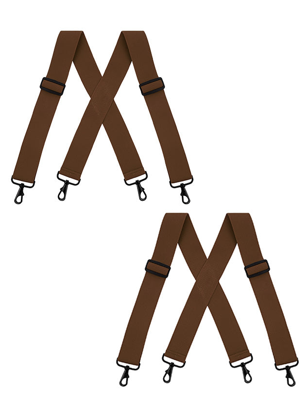 "Buyless Fashion Mens 2 Pack Suspenders - 48"" Elastic Adjustable Heavy Duty 2"" Wide - X Back With Black Hooks"
