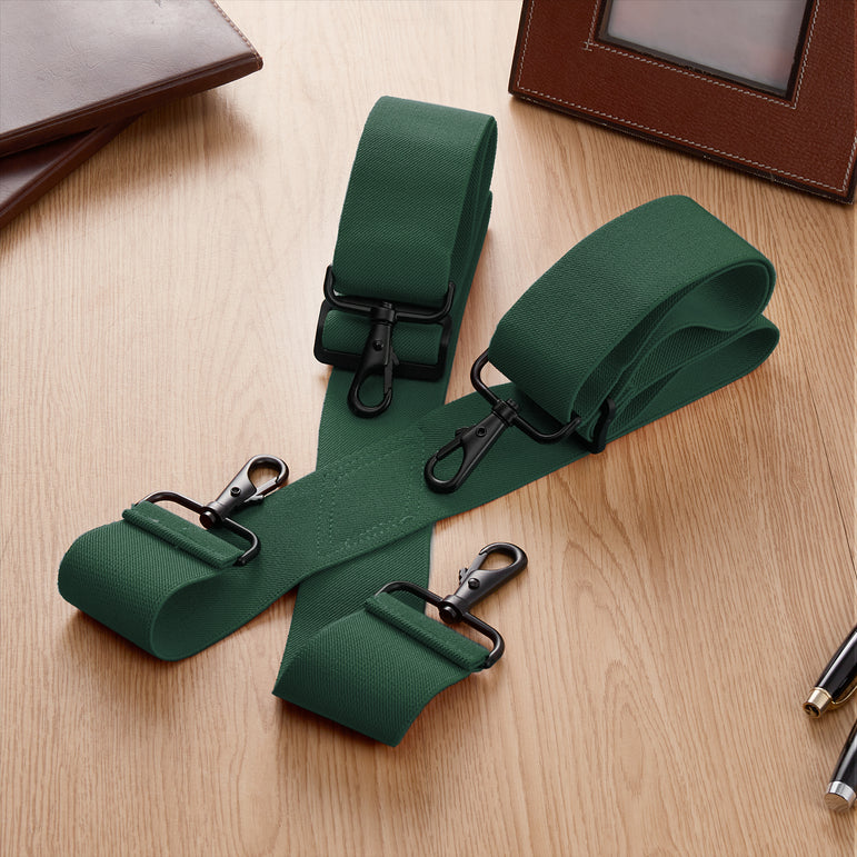 "Buyless Fashion Mens Suspenders - 48"" Elastic Adjustable Heavy Duty 2"" Wide - X Back With Black Hooks"