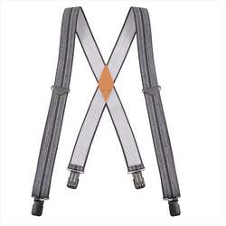 "Buyless Fashion Suspenders for Men - 48"" Adjustable Straps 1 1/4"" - X Back With Black Clips"