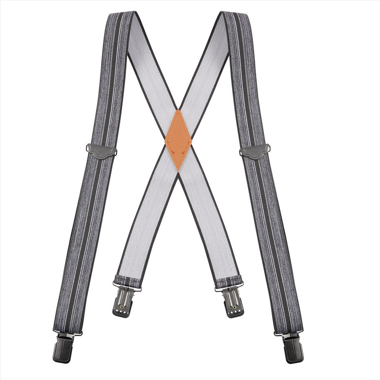 "Buyless Fashion Suspenders for Men - 48"" Adjustable Straps 1 1/4"" - X Back With Black Clips"
