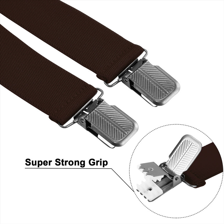 "Buyless Fashion Suspenders for Men - 48"" Adjustable Straps 1 1/4"" - X Back With Black Clips"