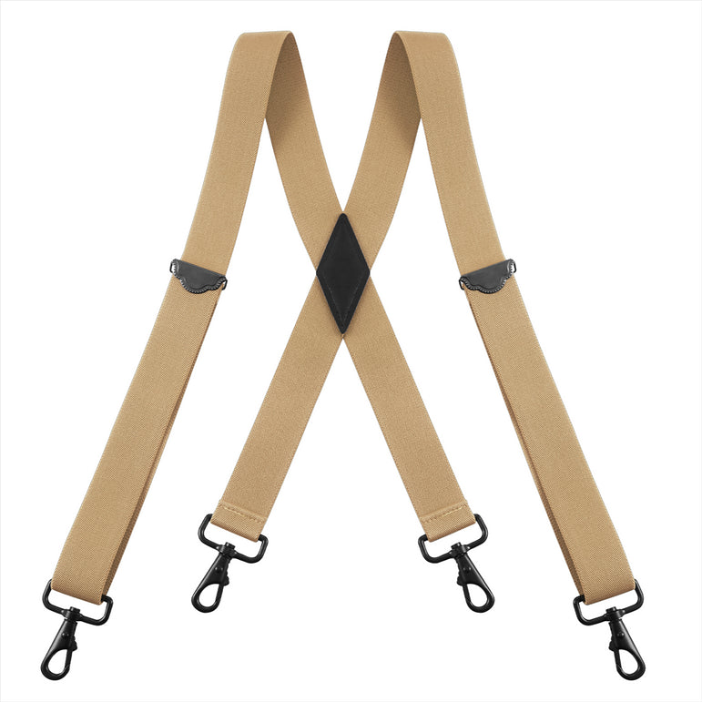 "Buyless Fashion Suspenders for Men - 48"" Adjustable Straps 1 1/4"" - X Back with Black Hooks"