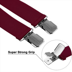 "Buyless Fashion Suspenders for Men - 48"" Adjustable Straps 1 1/4"" - X Back With Black Clips"