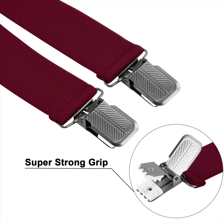 "Buyless Fashion Suspenders for Men - 48"" Adjustable Straps 1 1/4"" - X Back With Black Clips"