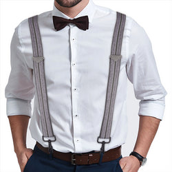 "Buyless Fashion Suspenders for Men - 48"" Adjustable Straps 1 1/4"" - X Back with Black Hooks"