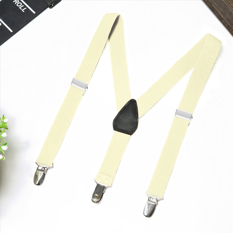Buyless Fashion Adjustable Suspenders for Kids Toddlers Baby Elastic Solid Color 1 Inch - Y Back Design