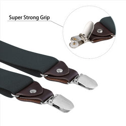 Buyless Fashion Suspenders for Men - 48" Elastic Adjustable Straps 1 1/4" - Y Shape