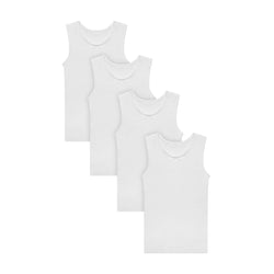 Buyless Fashion Big Girls Tagless Cami Scoop Neck Undershirts White Cotton Tank With Trim (8 Pack)