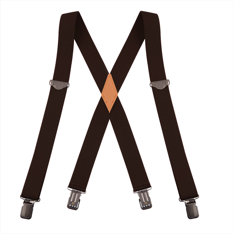 "Buyless Fashion Suspenders for Men - 48"" Adjustable Straps 1 1/4"" - X Back With Black Clips"