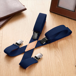 "Buyless Fashion Suspenders for Men - 48"" Adjustable Straps 1 1/4"" - X Back With Black Clips"
