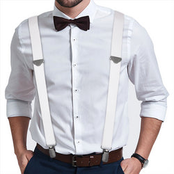 "Buyless Fashion Suspenders for Men - 48"" Adjustable Straps 1 1/4"" - X Back With Black Clips"
