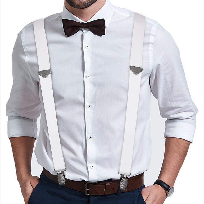 "Buyless Fashion Suspenders for Men - 48"" Adjustable Straps 1 1/4"" - X Back With Black Clips"