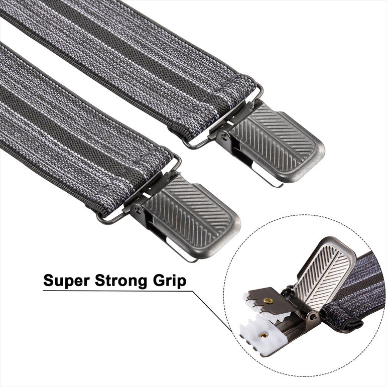 "Buyless Fashion Suspenders for Men - 48"" Adjustable Straps 1 1/4"" - X Back With Black Clips"