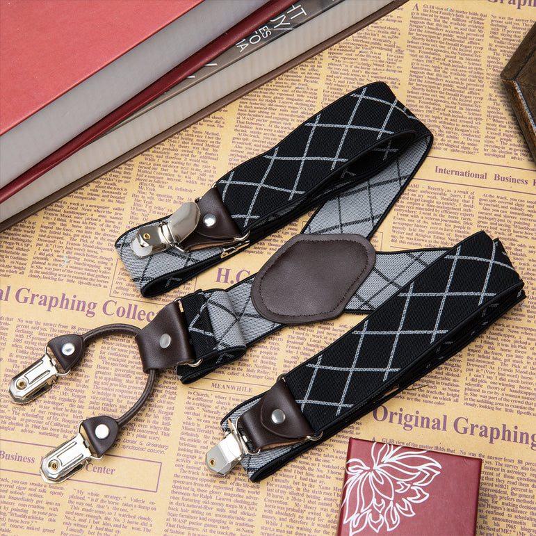 Buyless Fashion Suspenders for Men - 48" Elastic Adjustable Straps 1 1/4" - Y Shape