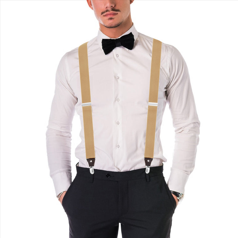 Buyless Fashion Suspenders for Men - 48" Elastic Adjustable Straps 1 1/4" - Y Shape