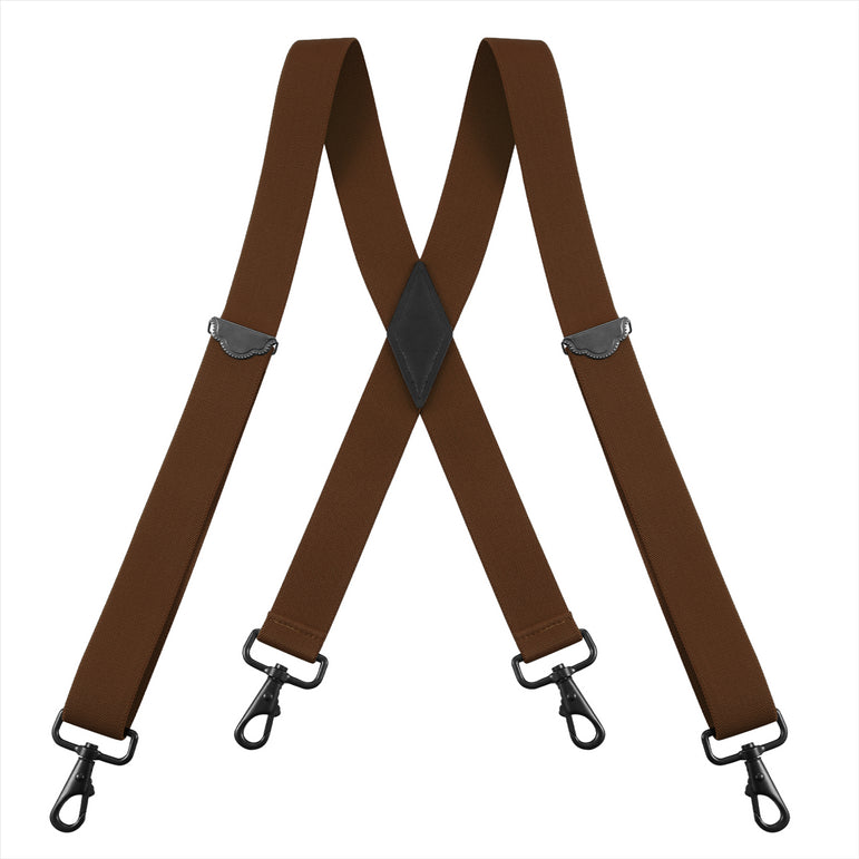 "Buyless Fashion Suspenders for Men - 48"" Adjustable Straps 1 1/4"" - X Back with Black Hooks"