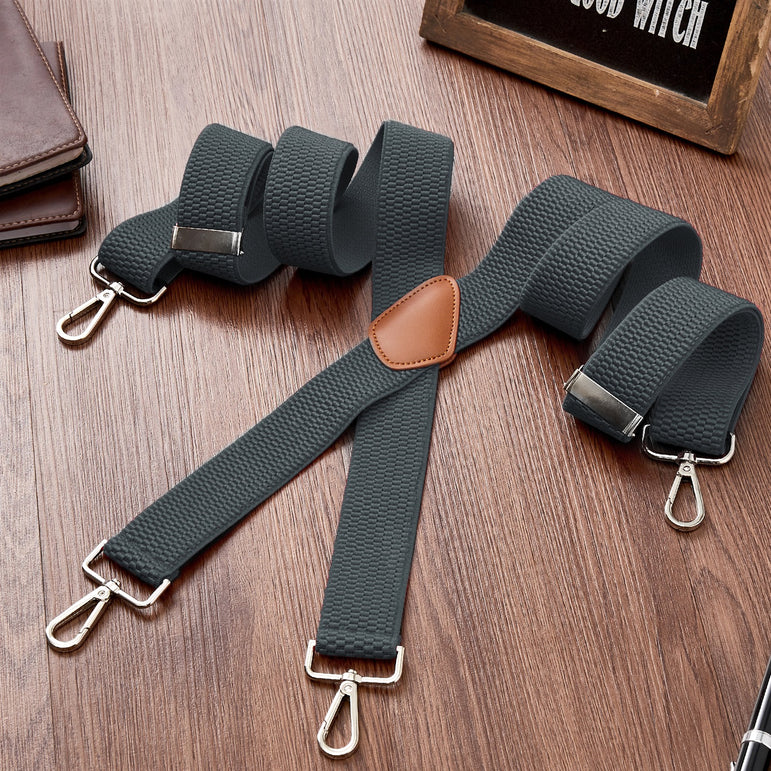 "Buyless Fashion Heavy Duty 2 Pack Suspenders for Men - 48"" Adjustable Straps 1 1/2"" - X Back with Strong Hooks"