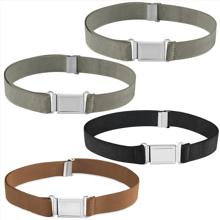 Buyless Fashion Kids Boys Toddler Adjustable Elastic Belt With Magnetic Buckle - 4 Pack