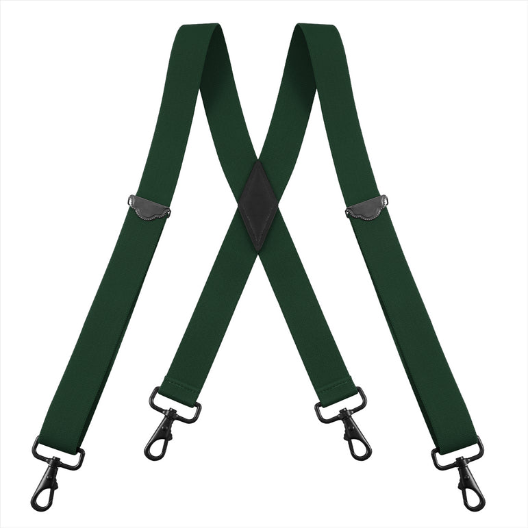 "Buyless Fashion Suspenders for Men - 48"" Adjustable Straps 1 1/4"" - X Back with Black Hooks"