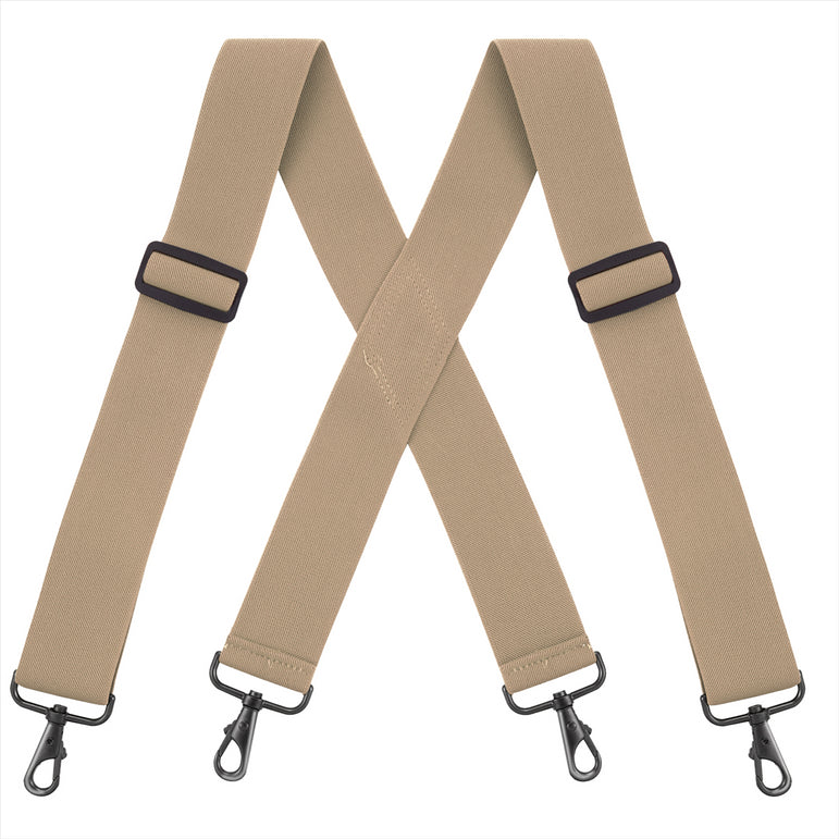 "Buyless Fashion Mens Suspenders - 48"" Elastic Adjustable Heavy Duty 2"" Wide - X Back With Black Hooks"