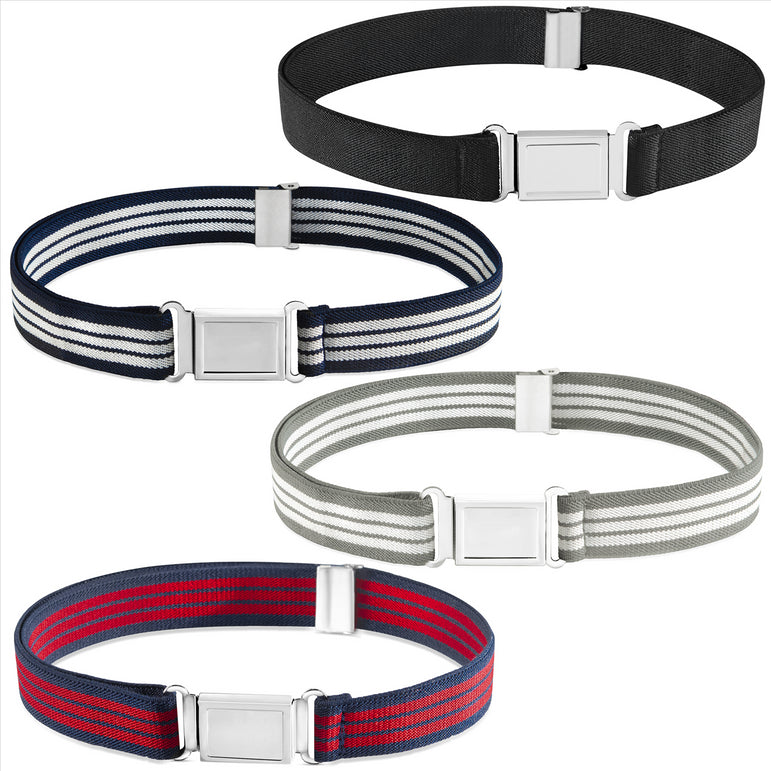 Buyless Fashion Kids Boys Toddler Adjustable Elastic Belt With Magnetic Buckle - 4 Pack