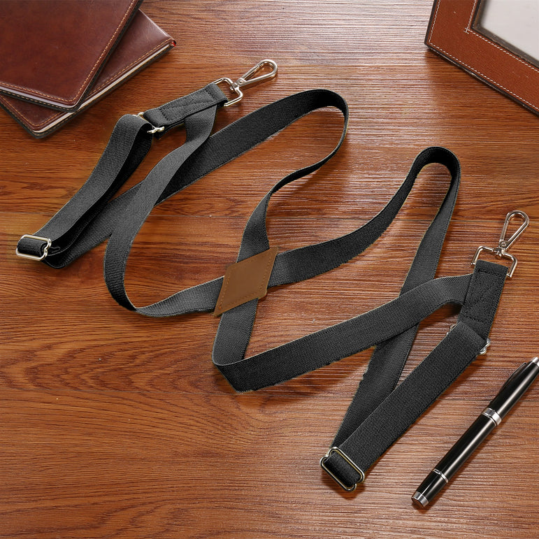 "Buyless Fashion Trucker 2 Pack Suspenders for Men - 48"" Elastic Adjustable Straps 1"" - X Back Utility Braces"