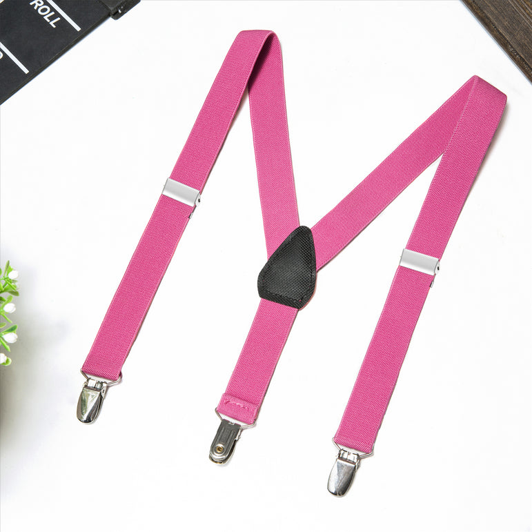 Buyless Fashion Adjustable Suspenders for Kids Toddlers Baby Elastic Solid Color 1 Inch - Y Back Design