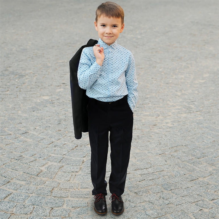 Buyless Fashion Boys Slim Fit Formal Flat Front Polyester Classic Long Pants