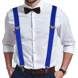 "Buyless Fashion Suspenders for Men - 48"" Adjustable Straps 1 1/4"" - X Back With Black Clips"