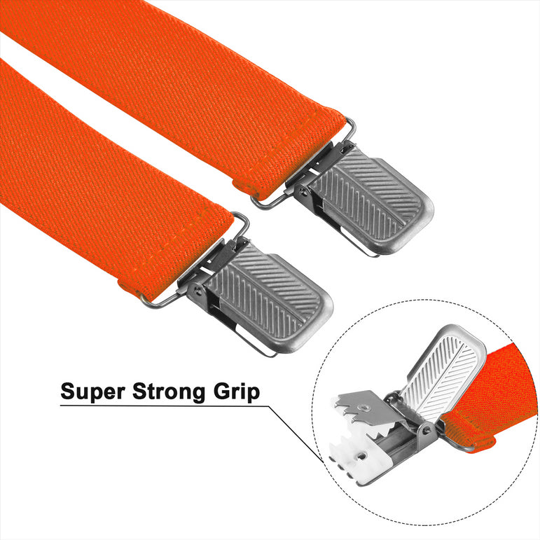 "Buyless Fashion Suspenders for Men - 48"" Adjustable Straps 1 1/4"" - X Back With Black Clips"