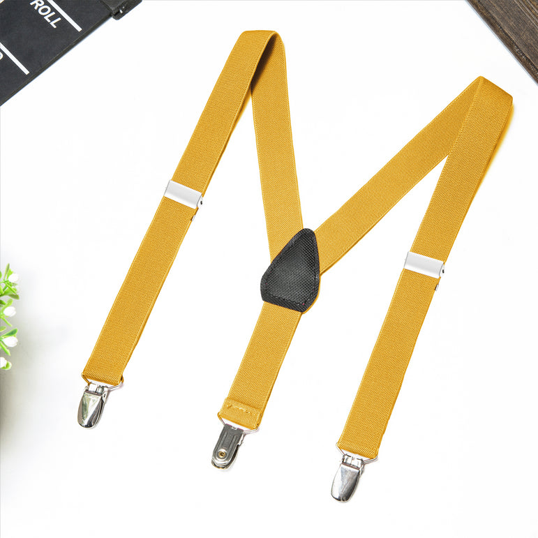 Buyless Fashion Adjustable Suspenders for Kids Toddlers Baby Elastic Solid Color 1 Inch - Y Back Design