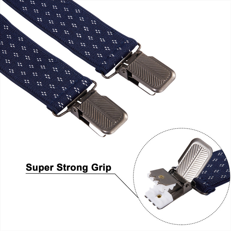 "Buyless Fashion Suspenders for Men - 48"" Adjustable Straps 1 1/4"" - X Back With Black Clips"