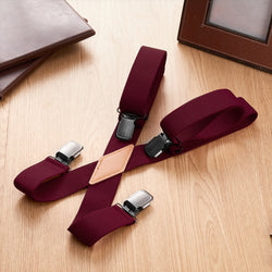 "Buyless Fashion Suspenders for Men - 48"" Adjustable Straps 1 1/4"" - X Back With Black Clips"