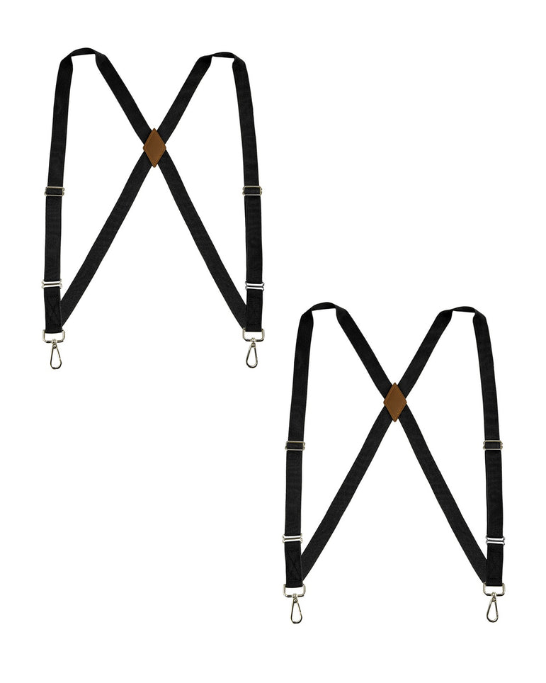 "Buyless Fashion Trucker 2 Pack Suspenders for Men - 48"" Elastic Adjustable Straps 1"" - X Back Utility Braces"