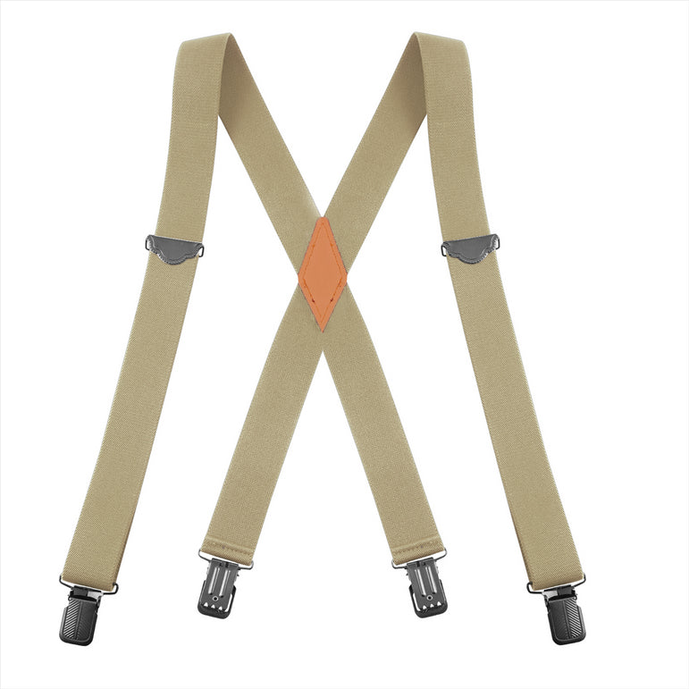 "Buyless Fashion Suspenders for Men - 48"" Adjustable Straps 1 1/4"" - X Back With Black Clips"