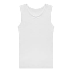 Buyless Fashion Big Girls Tagless Cami Scoop Neck Undershirts White Cotton Tank With Trim (8 Pack)