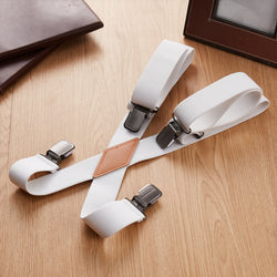 "Buyless Fashion Suspenders for Men - 48"" Adjustable Straps 1 1/4"" - X Back With Black Clips"