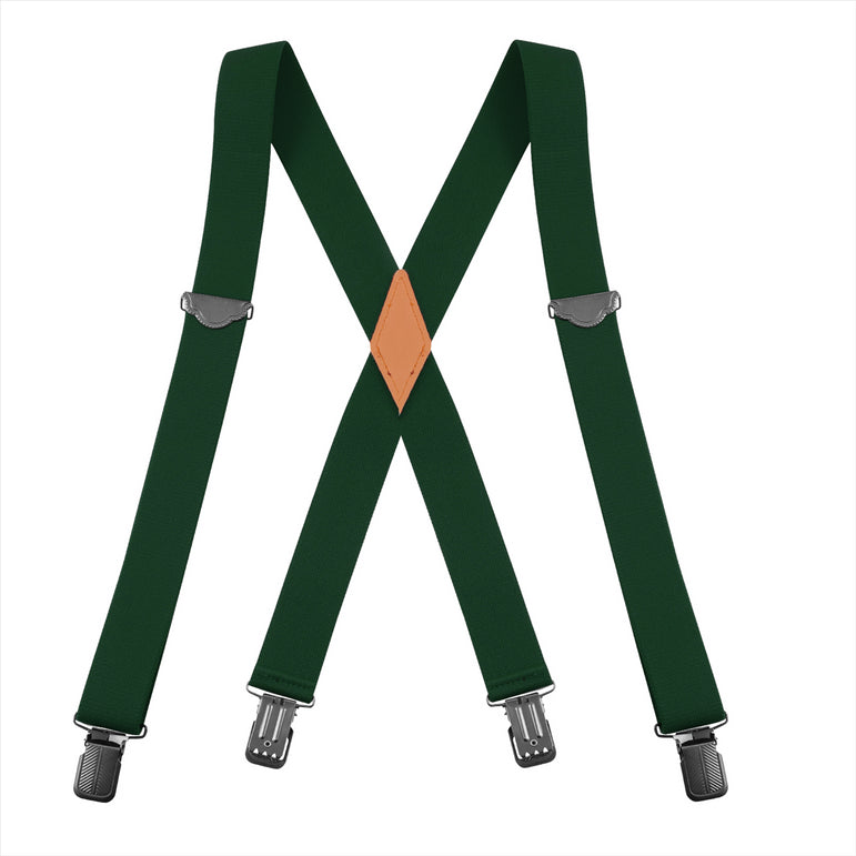 "Buyless Fashion Suspenders for Men - 48"" Adjustable Straps 1 1/4"" - X Back With Black Clips"