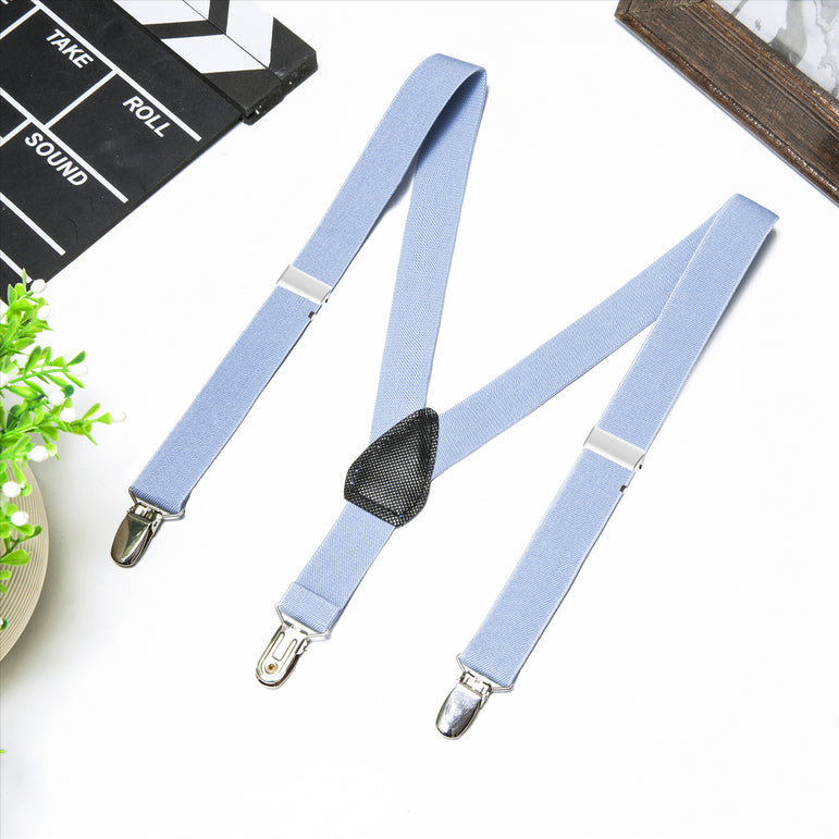 Buyless Fashion Adjustable Suspenders for Kids Toddlers Baby Elastic Solid Color 1 Inch - Y Back Design