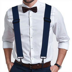 "Buyless Fashion Mens Suspenders - 48"" Elastic Adjustable Heavy Duty 2"" Wide - X Back With Black Hooks"