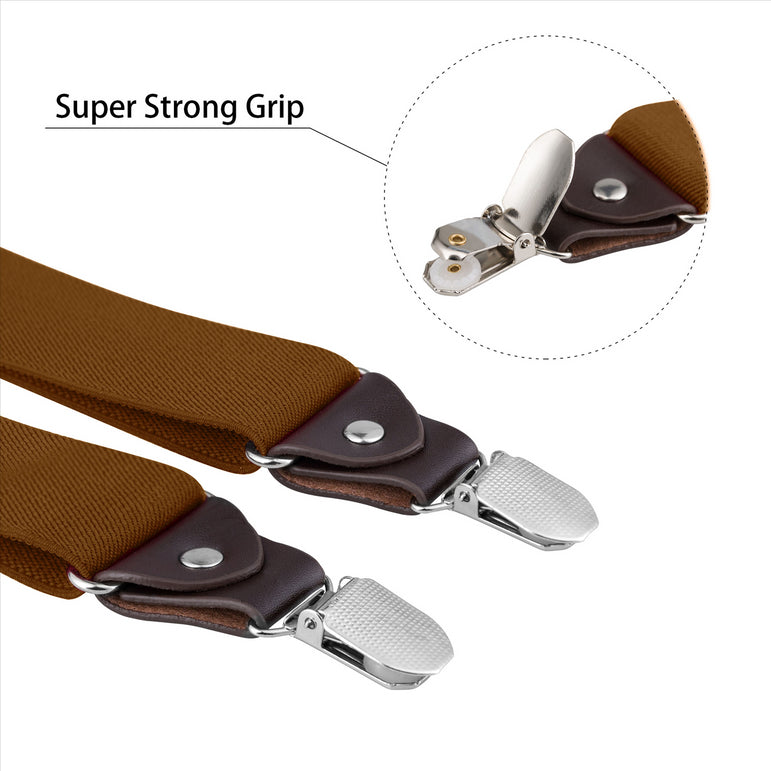 Buyless Fashion Suspenders for Men - 48" Elastic Adjustable Straps 1 1/4" - Y Shape