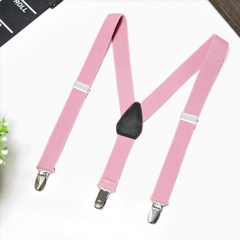 Buyless Fashion Adjustable Suspenders for Kids Toddlers Baby Elastic Solid Color 1 Inch - Y Back Design