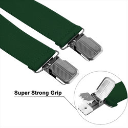 "Buyless Fashion Suspenders for Men - 48"" Adjustable Straps 1 1/4"" - X Back With Black Clips"