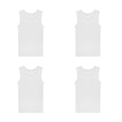 Buyless Fashion Big Girls Tagless Cami Scoop Neck Undershirts White Cotton Tank With Trim (8 Pack)