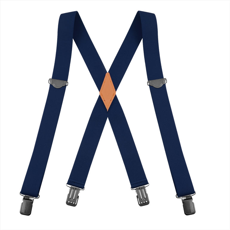"Buyless Fashion Suspenders for Men - 48"" Adjustable Straps 1 1/4"" - X Back With Black Clips"