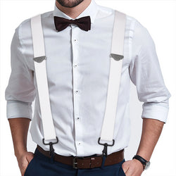 "Buyless Fashion Suspenders for Men - 48"" Adjustable Straps 1 1/4"" - X Back with Black Hooks"