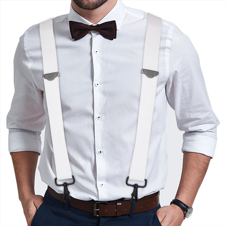 "Buyless Fashion Suspenders for Men - 48"" Adjustable Straps 1 1/4"" - X Back with Black Hooks"