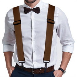 "Buyless Fashion Mens Suspenders - 48"" Elastic Adjustable Heavy Duty 2"" Wide - X Back With Black Hooks"